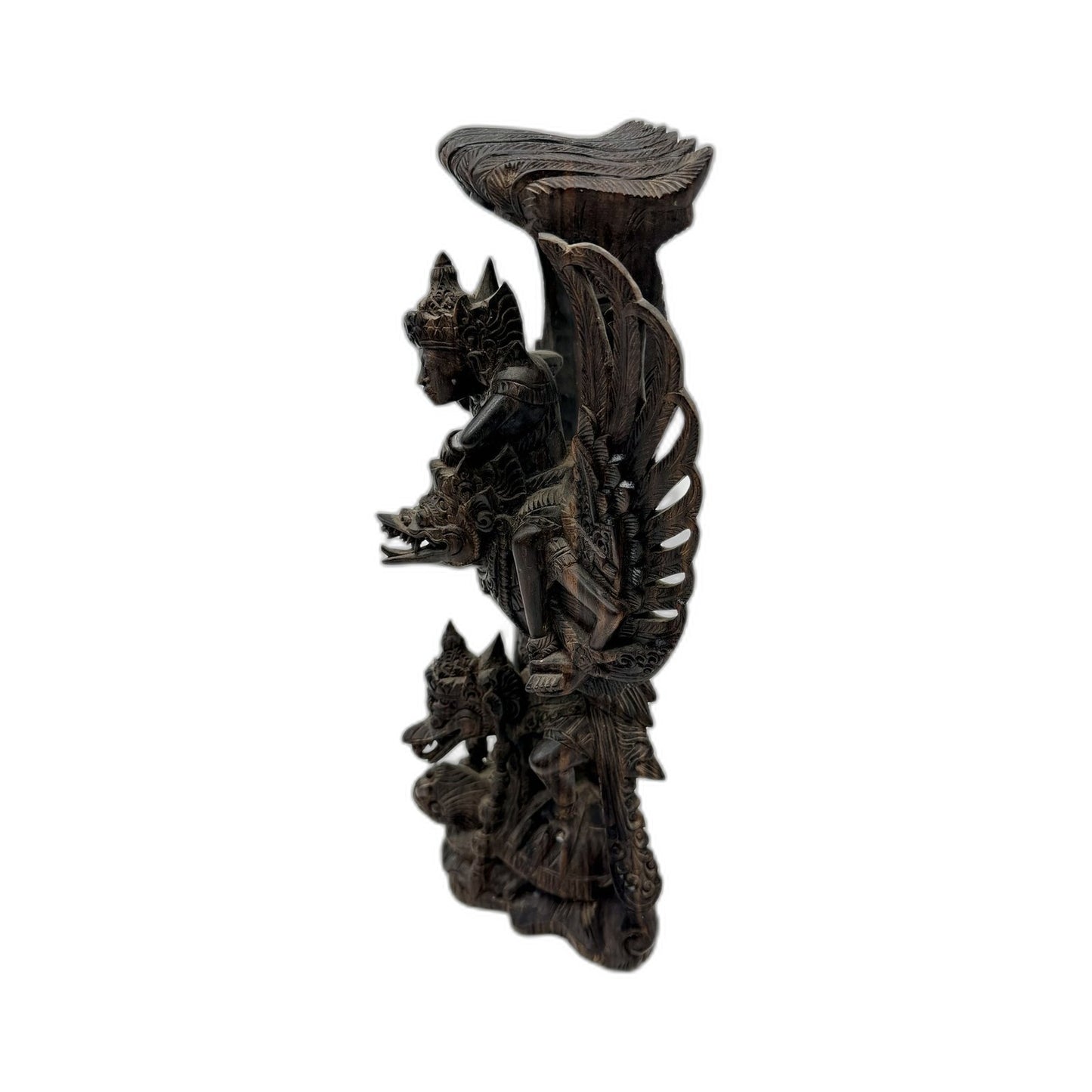 VINTAGE Carved Wooden Mythical Creature Figurine Fantasy Collectible Dark Brown
