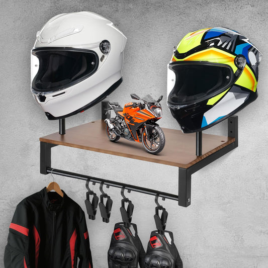 MWAOWM Wooden Wall Mount Helmet Holder - Durable Storage Rack DEMO