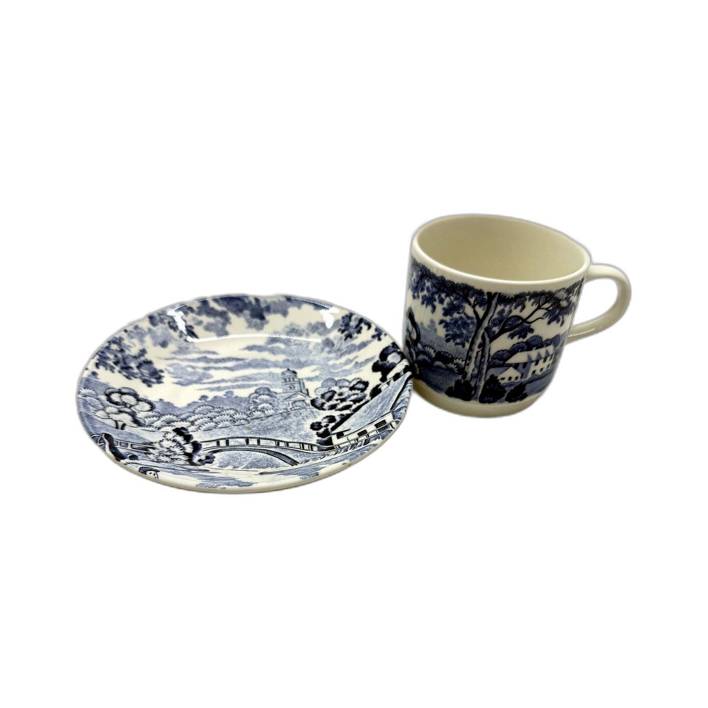 VINTAGE Australian Made Shantung 20-Piece Blue and White Ceramic Dinnerware Set