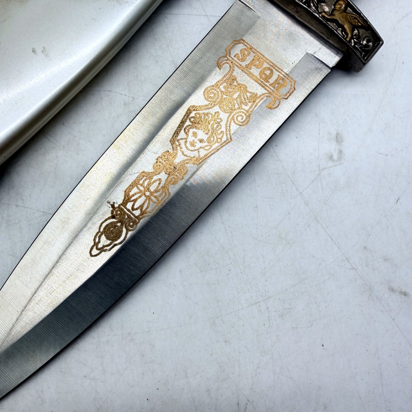 SPQR Decorative Dagger Heavy Metal Stainless Steel Blade With Ornate Sheath