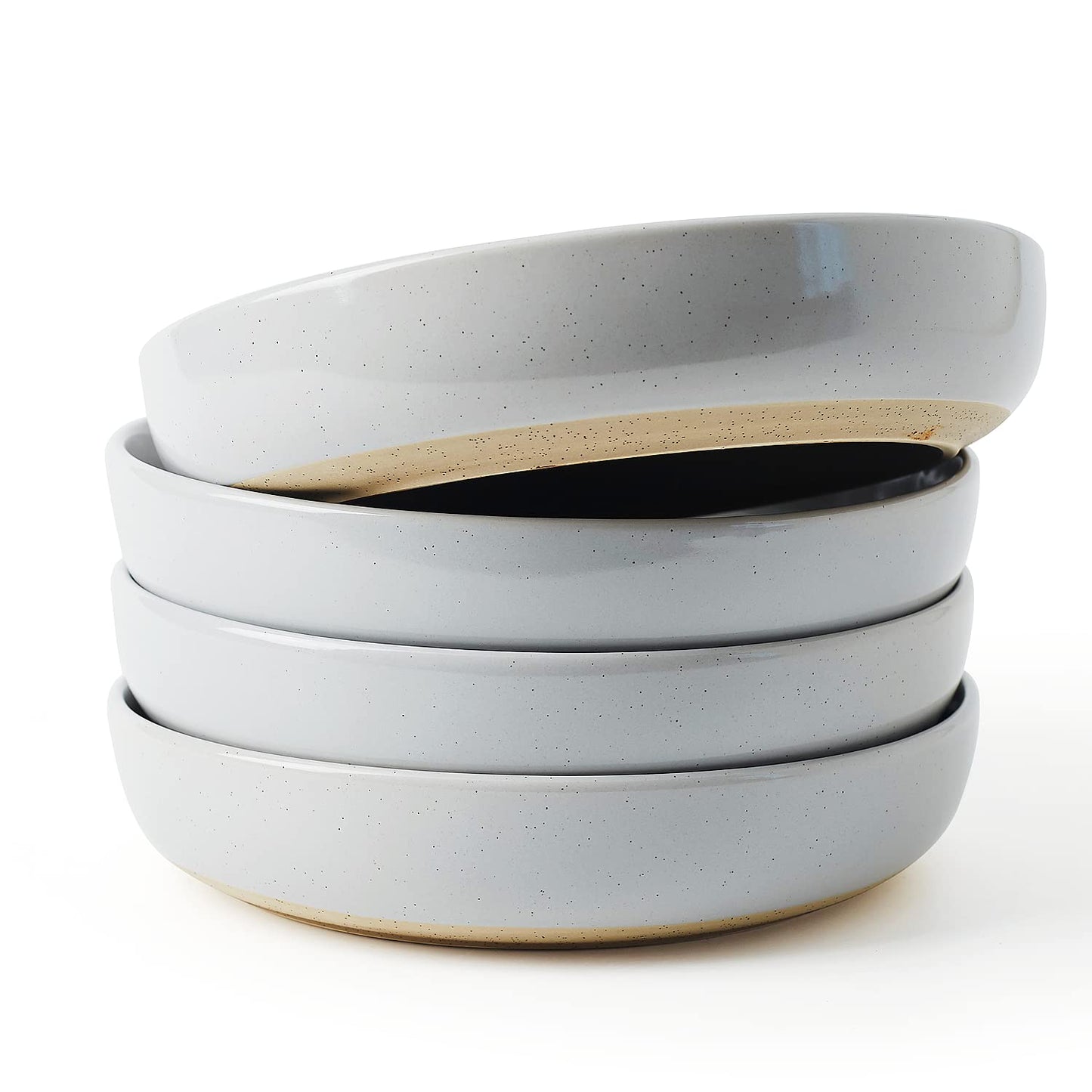 famiware Milkyway Light Gray Stoneware Pasta Bowls Set of 4 - Piece NEW