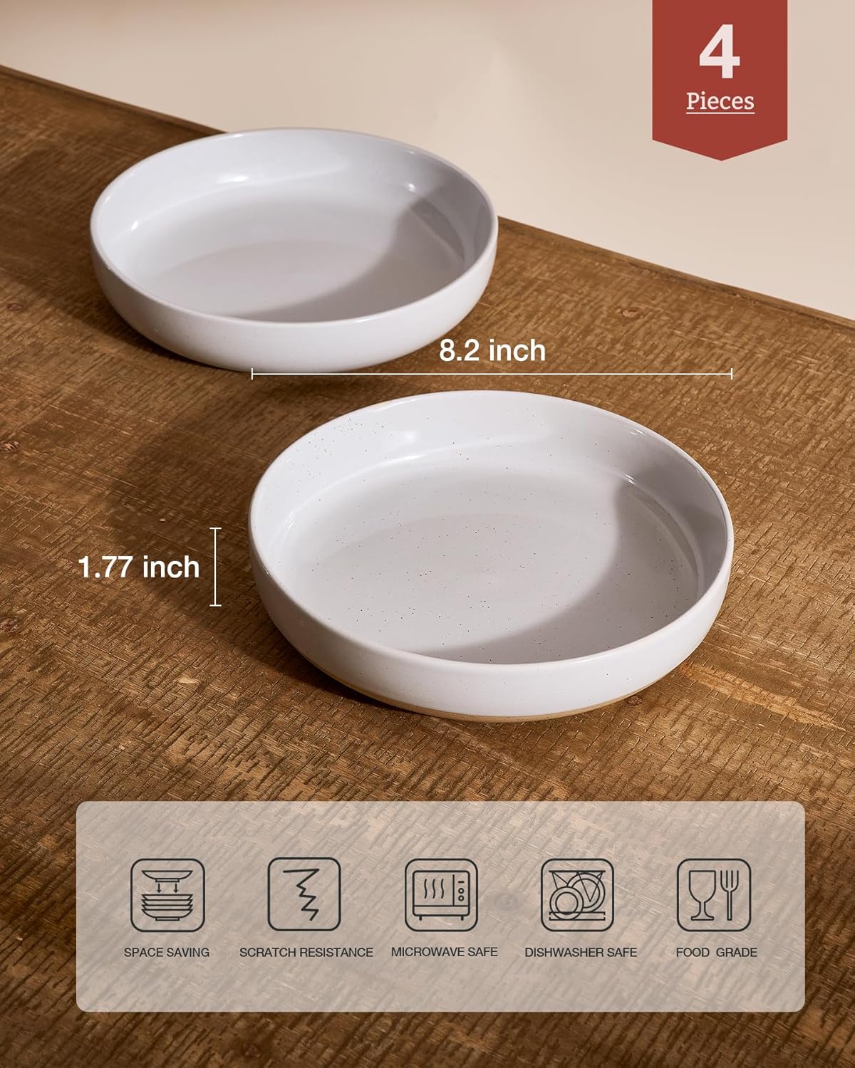 famiware Milkyway Light Gray Stoneware Pasta Bowls Set of 4 - Piece NEW