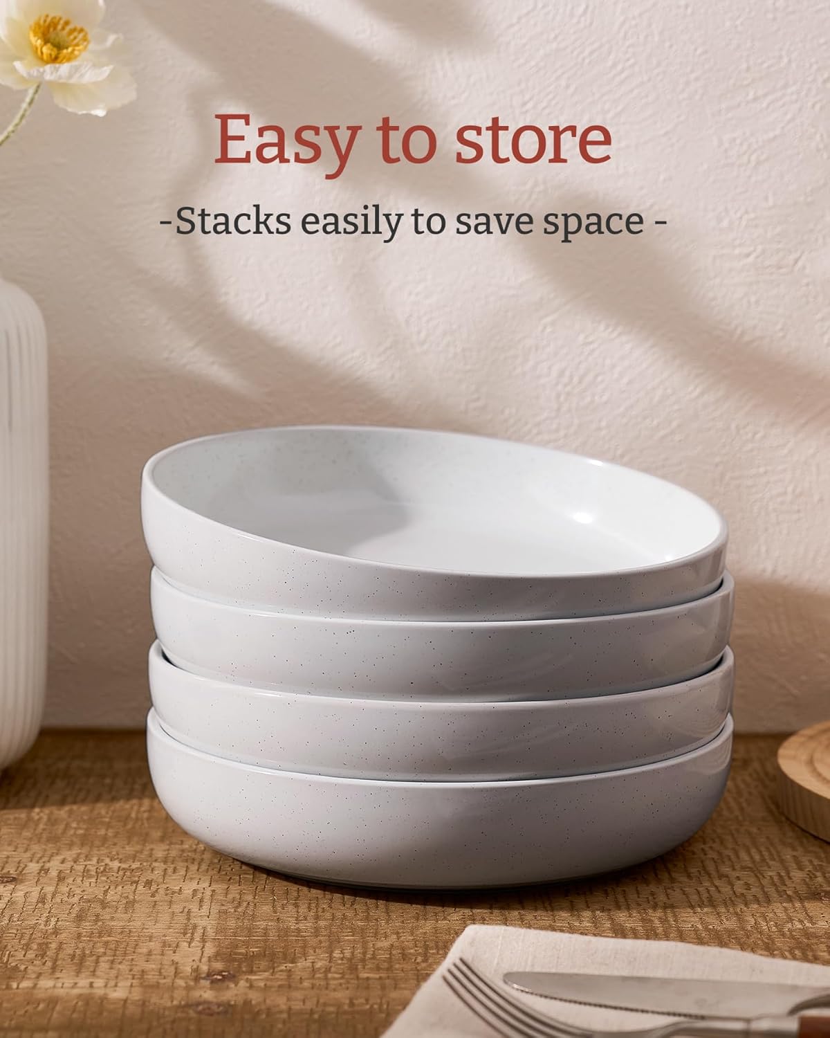 famiware Milkyway Light Gray Stoneware Pasta Bowls Set of 4 - Piece NEW
