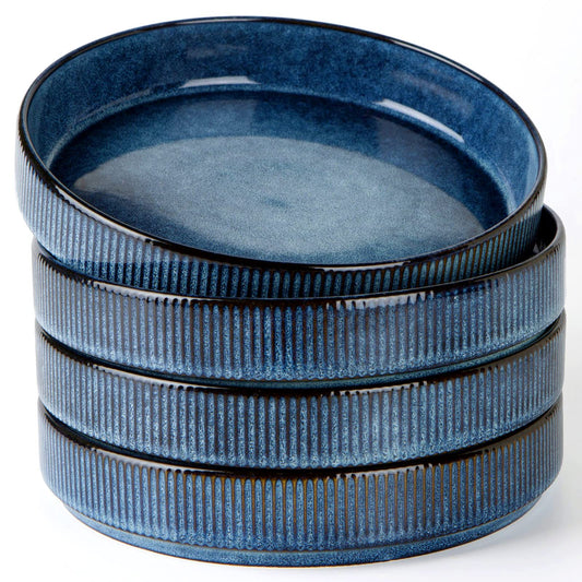 famiware 8.25" Star Nebulas Blue Stoneware Salad Pasta Bowls Set of 4 NEW