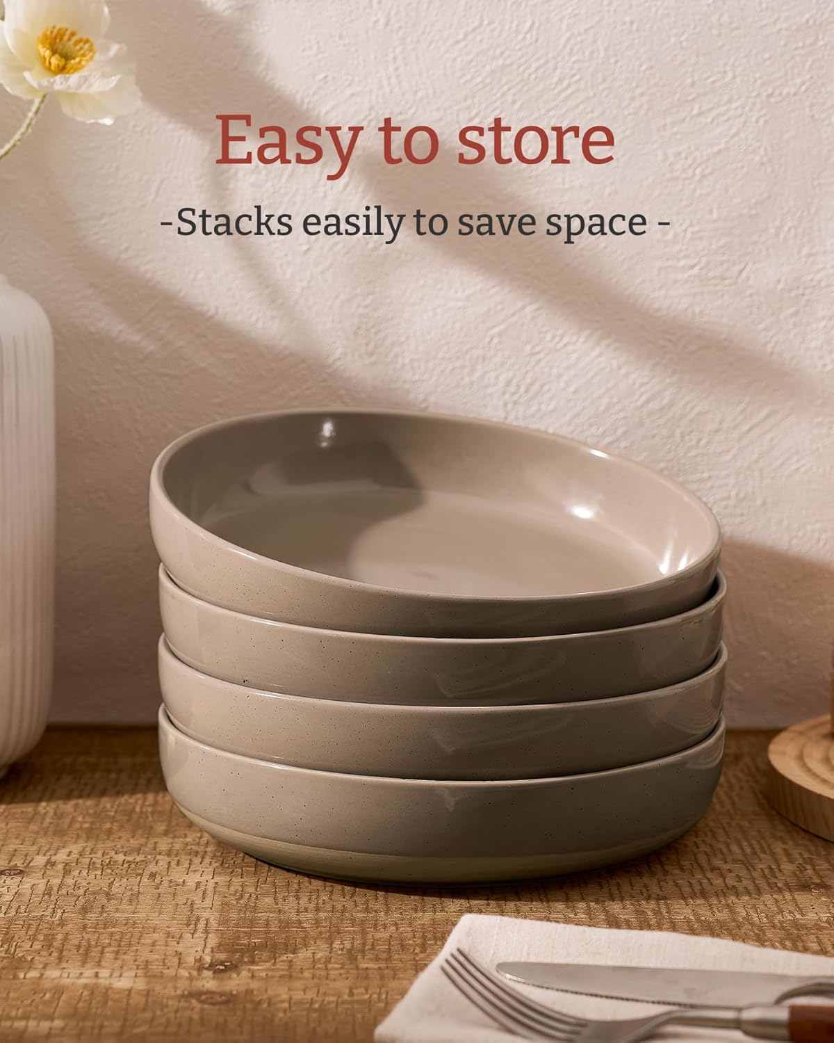 famiware Milkyway Stoneware Salad Pasta Bowl Set of 4 Cinnamon Brown NEW