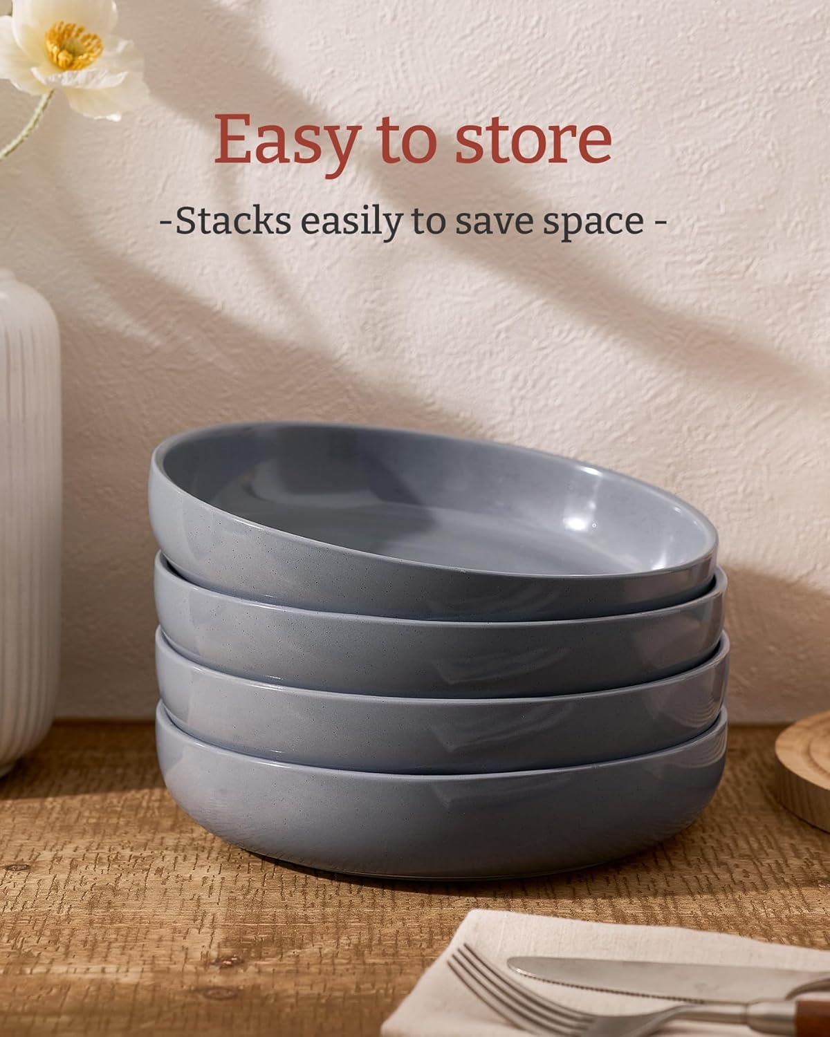 famiware Milkyway Dark Gray Stoneware Salad Bowls Set of 4 - Piece NEW