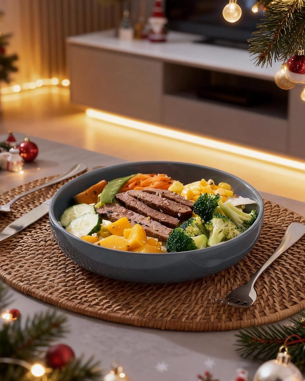 famiware Milkyway Dark Gray Stoneware Salad Bowls Set of 4 - Piece NEW