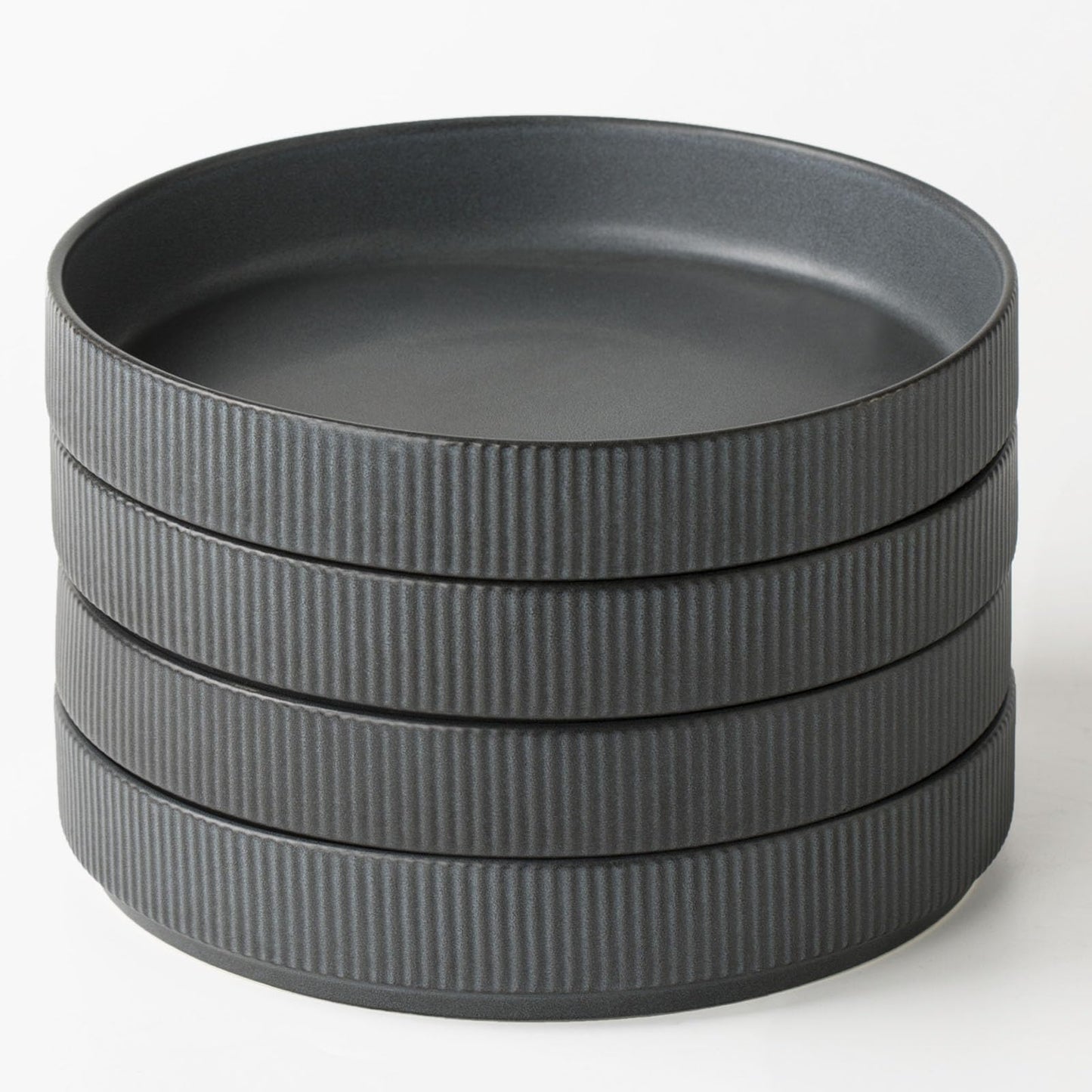 famiware 7.5" Pasta Bowls Set Double Reactive Glaze Dark Matte Dark Charcoal NEW