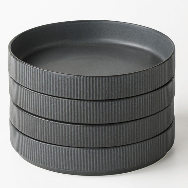 famiware 7.5" Pasta Bowls Set Double Reactive Glaze Dark Matte Dark Charcoal NEW