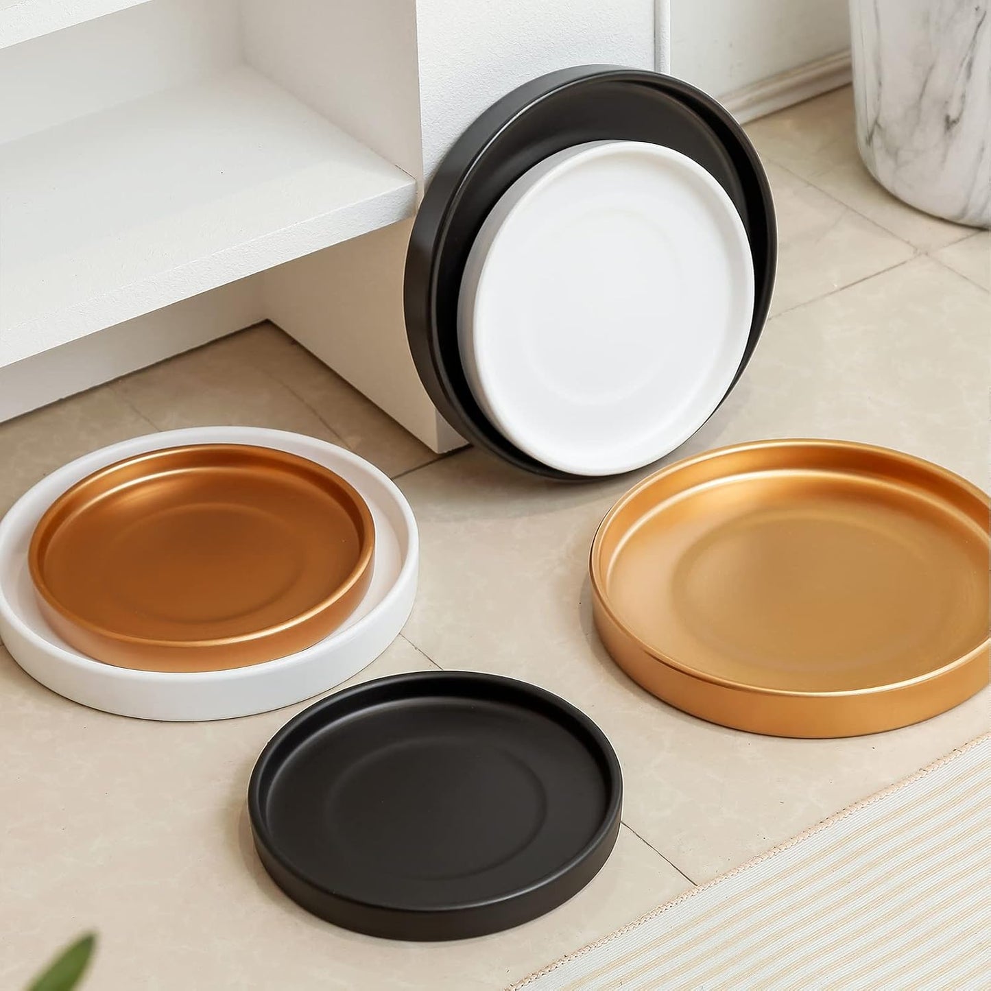 Large Matte Accessories Black Ceramic Flower Pot Saucer 29.5CM - Decorative NEW