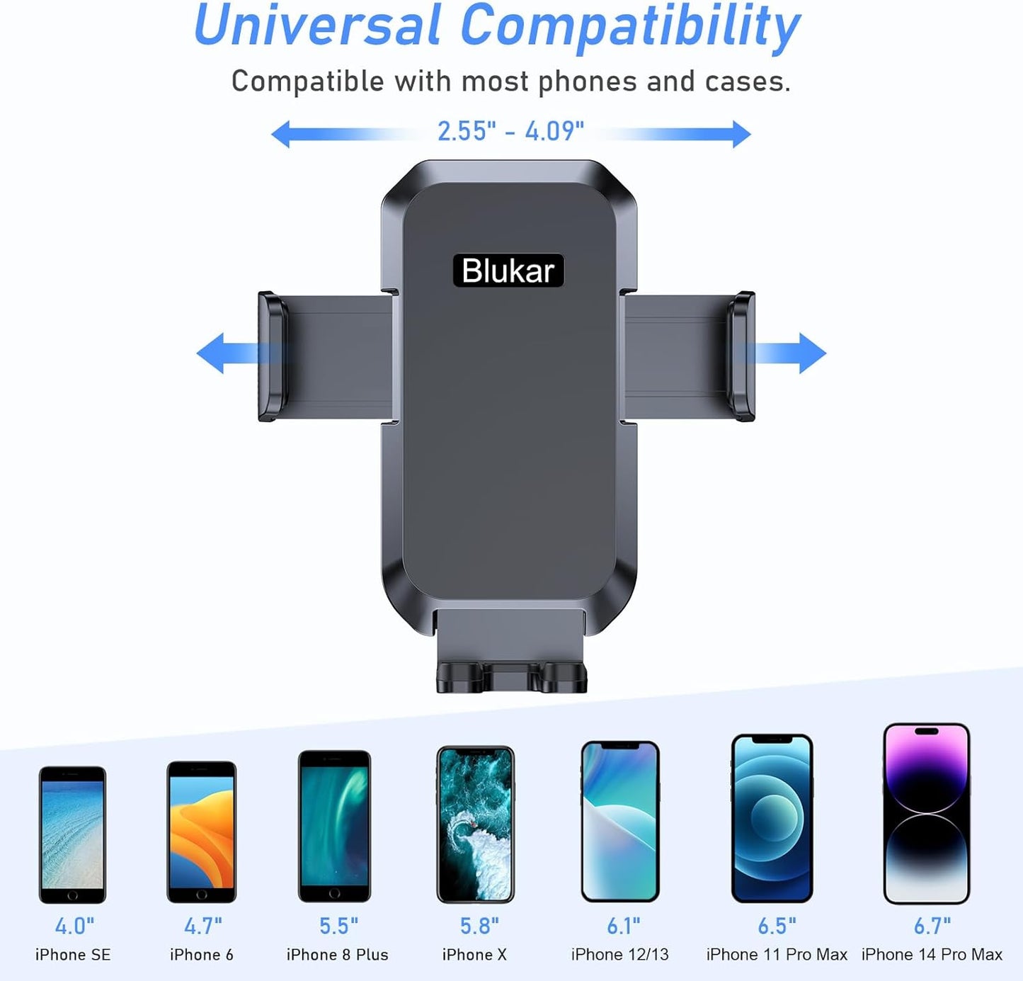 Blukar 360° Rotation Black Dash-Mounted Car Phone Holder for Hands-Free Use NEW