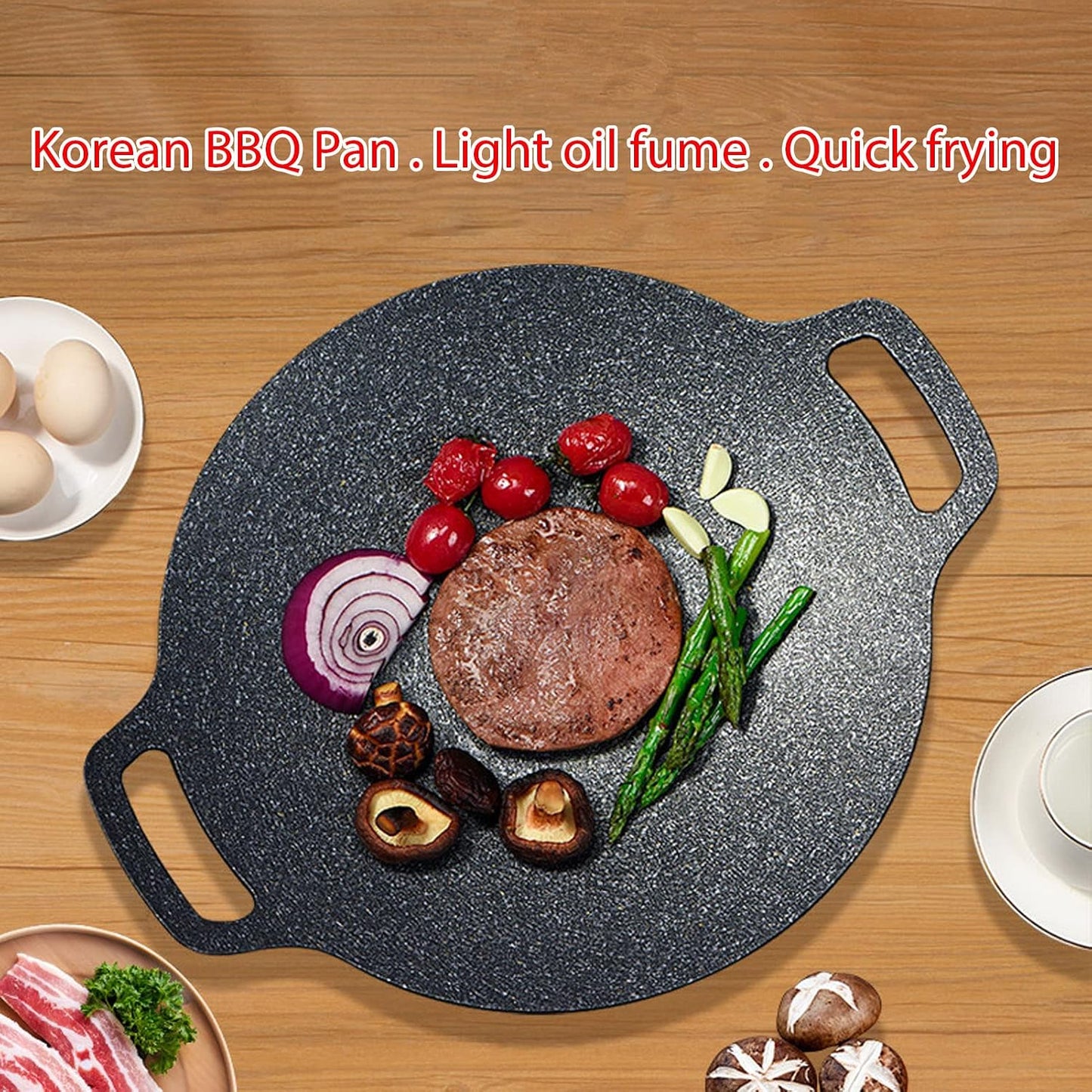 woshow Aluminum Round Griddle Pan Medical Stone Coating Easy to Clean 28cm NEW