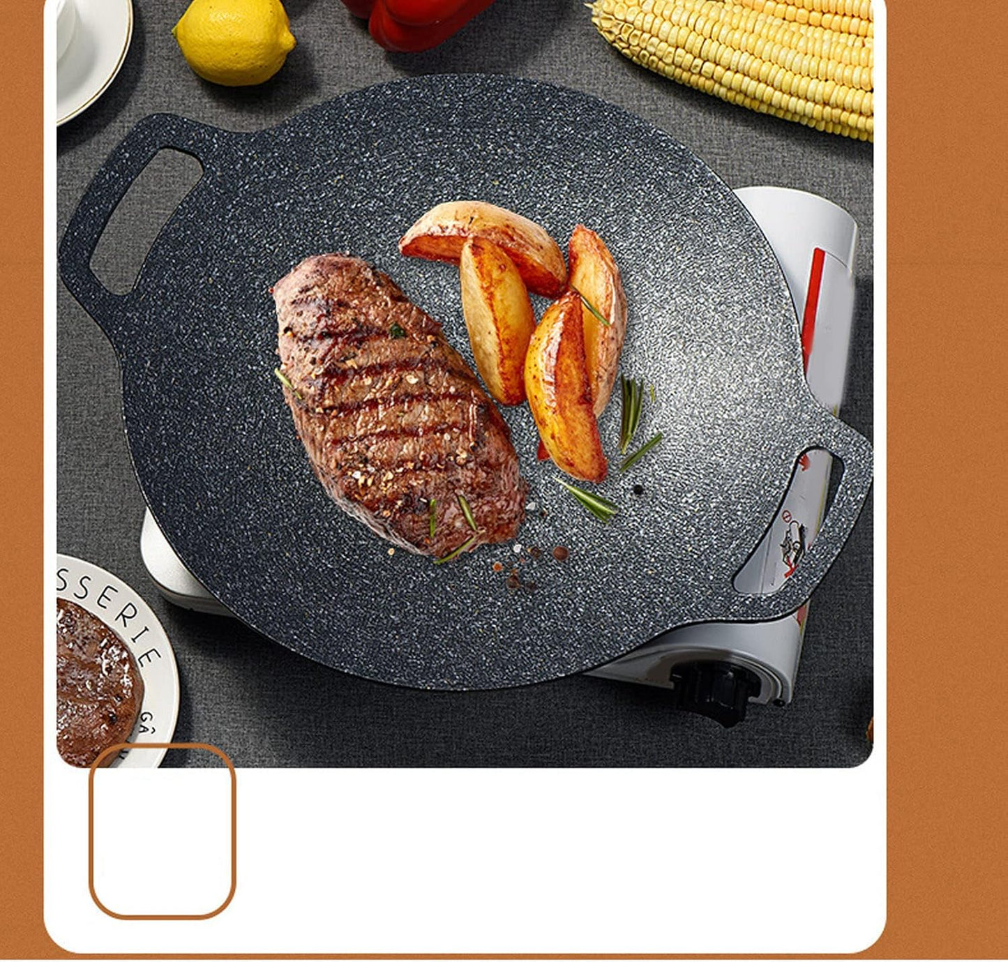 woshow Aluminum Round Griddle Pan Medical Stone Coating Easy to Clean 28cm NEW