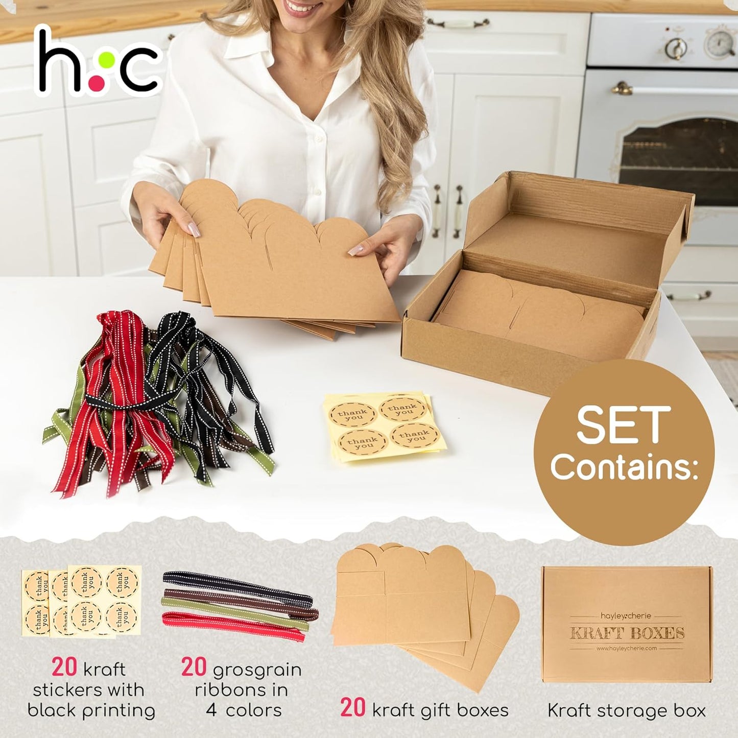 Hayley Cherie 20-Count Green and White Cardboard Gift Boxes Pack Size 20 NEW