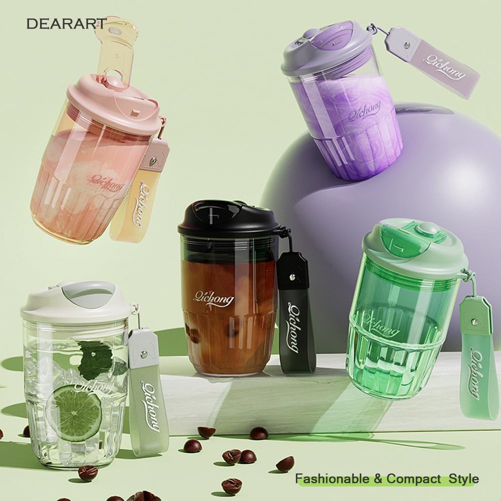 DEARART 420ml Sports Water Bottle Coffee Leakproof Tritan Material Black NEW