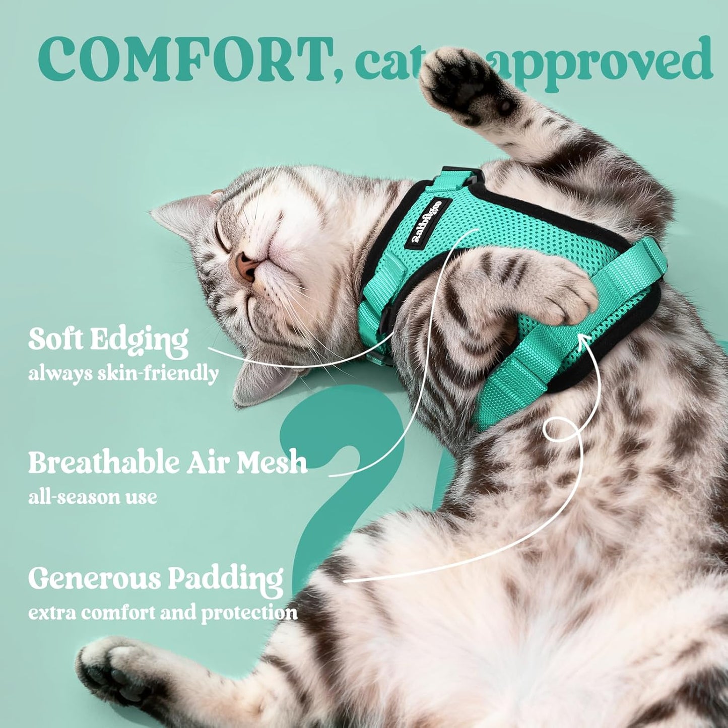 rabbitgoo Escape Harnesses Proof Soft Adjustable Nylon Cat Harness XXS NEW
