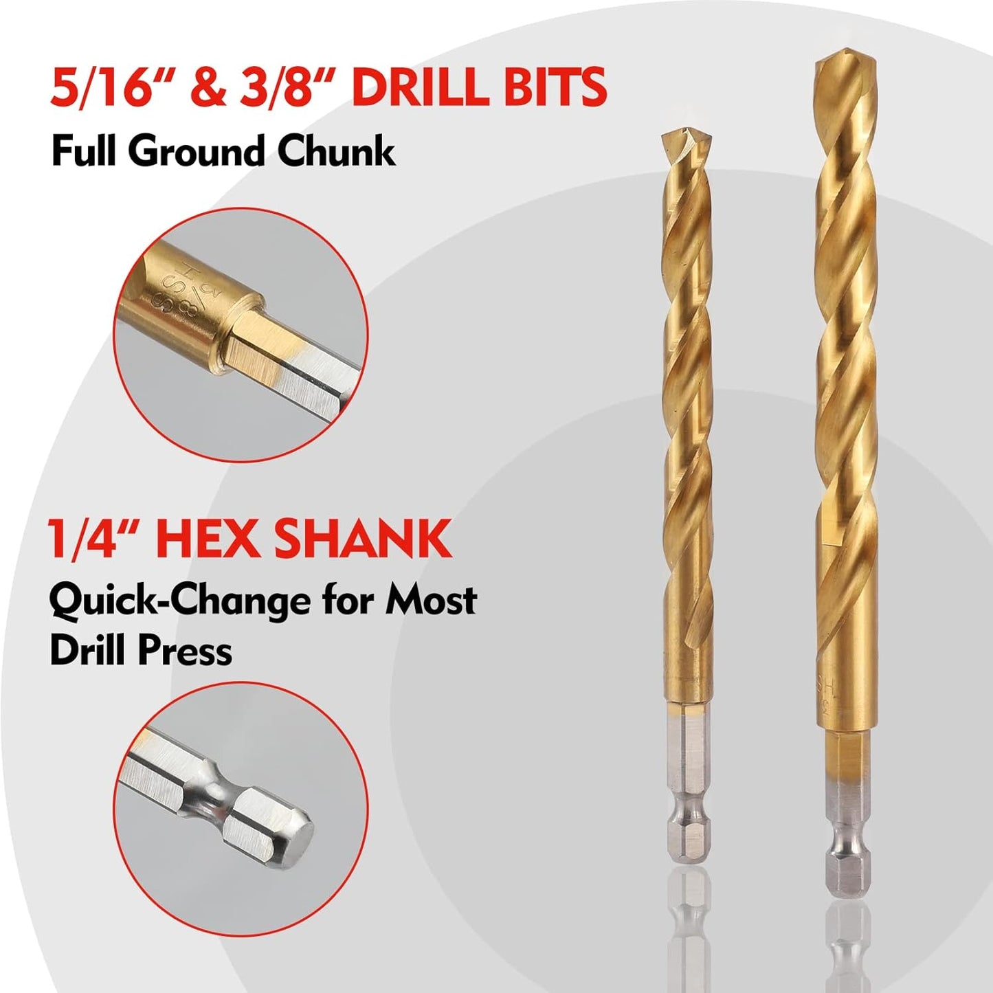 WORKPRO 9-Piece 1/4" Hex Shank Drill Bit Set Titanium Plating HSS Bits NEW