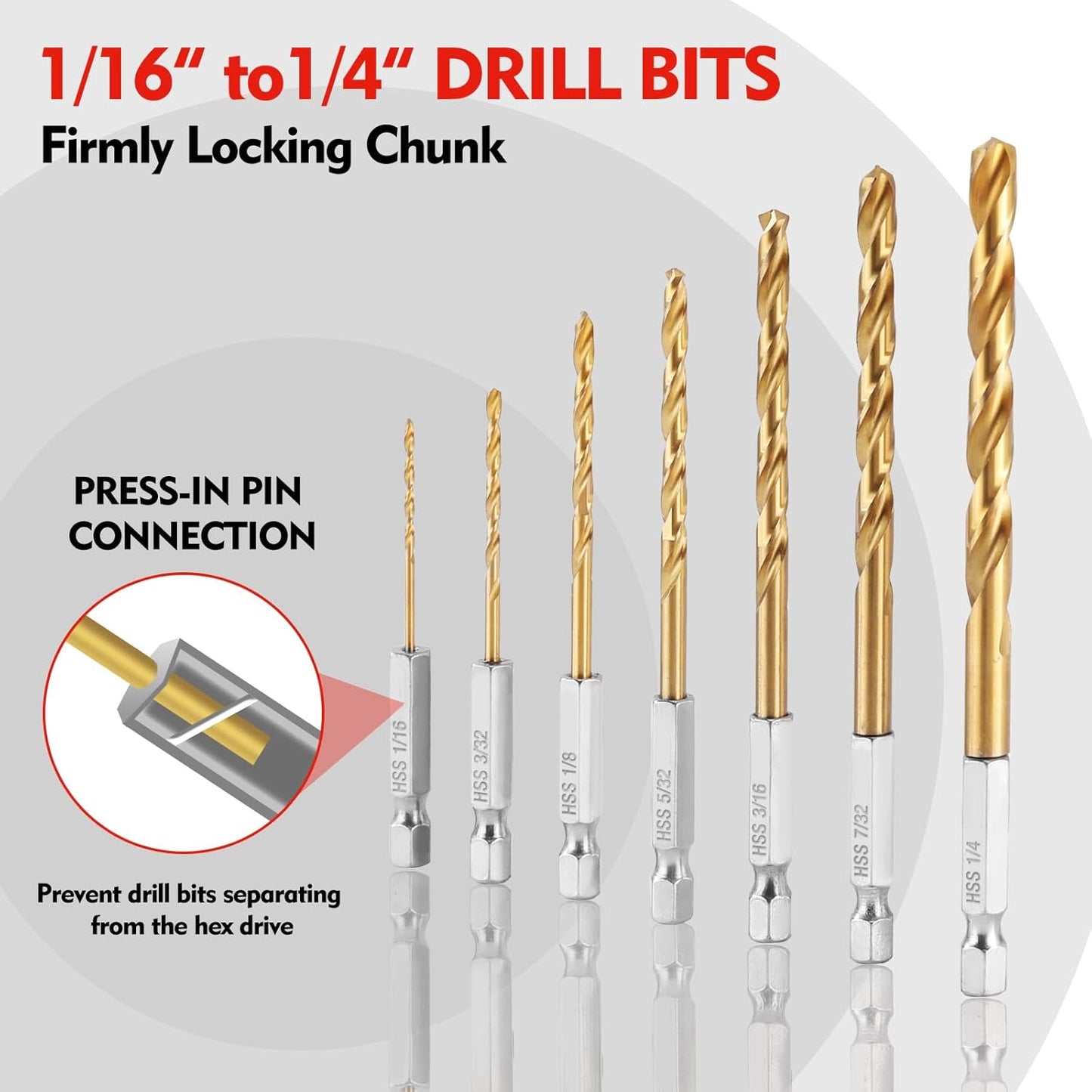 WORKPRO 9-Piece 1/4" Hex Shank Drill Bit Set Titanium Plating HSS Bits NEW