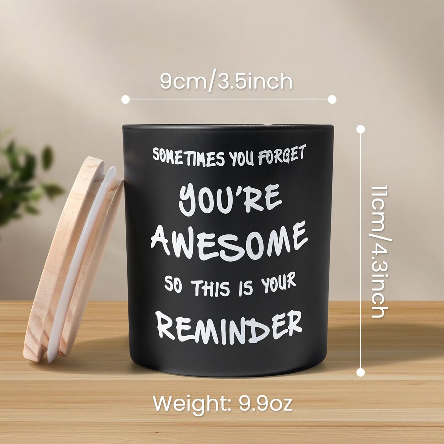 NYEONHRT 'Your Awesome' Scented Jar Candle Black Natural Soy Wax NEW
