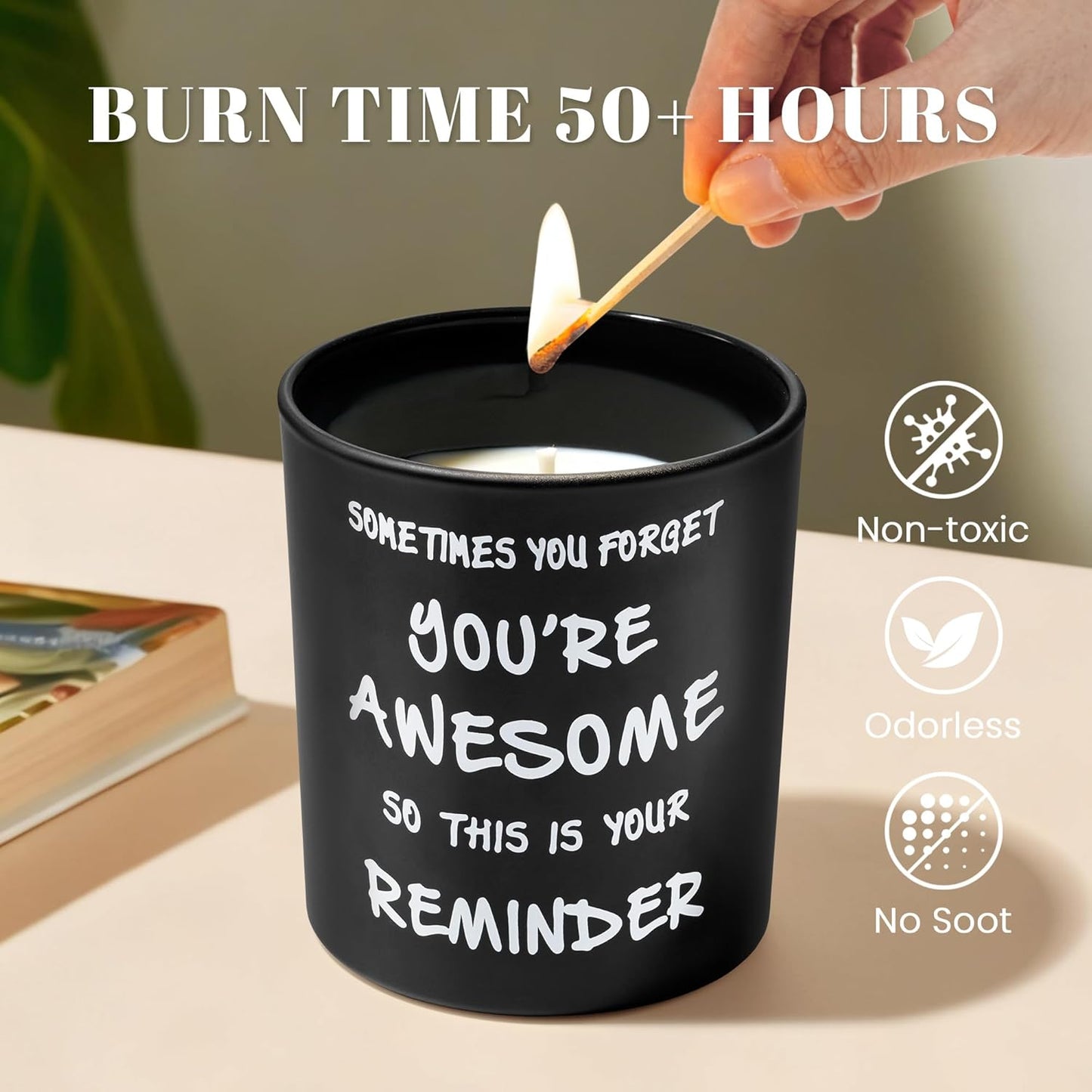 NYEONHRT 'Your Awesome' Scented Jar Candle Black Natural Soy Wax NEW