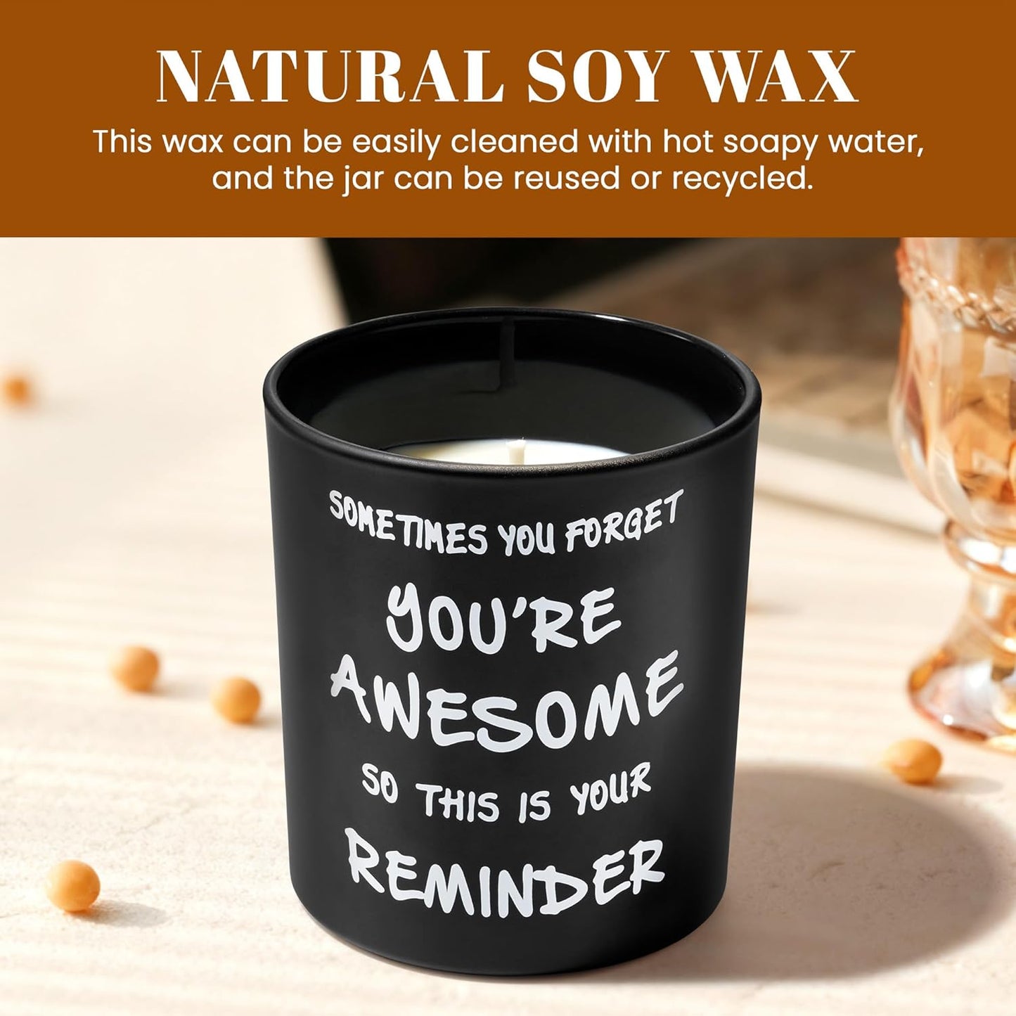 NYEONHRT 'Your Awesome' Scented Jar Candle Black Natural Soy Wax NEW