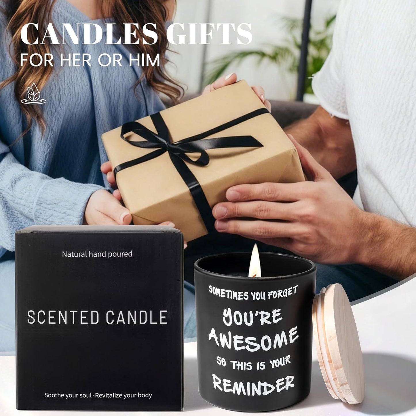 NYEONHRT 'Your Awesome' Scented Jar Candle Black Natural Soy Wax NEW