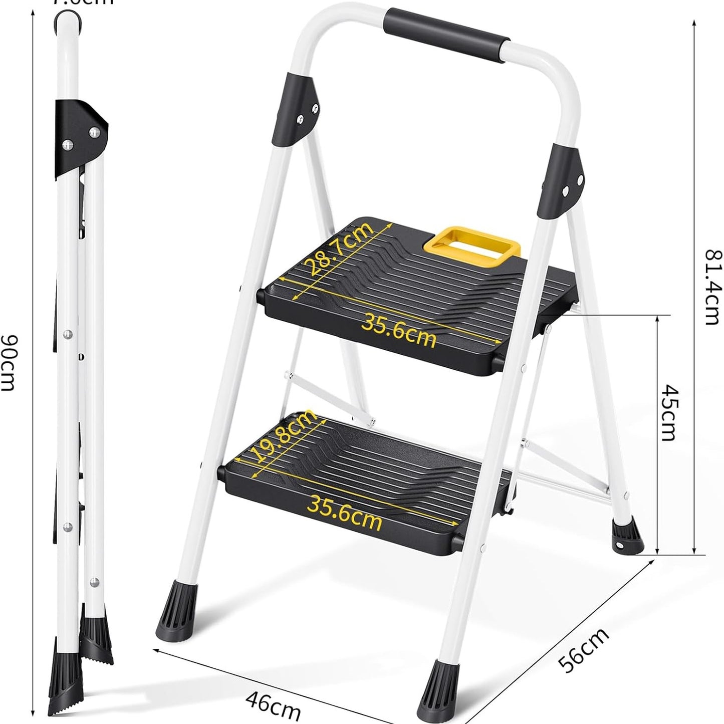 KINGRACK 2 Stepstools Step Ladder Sturdy Steel Folding Stool with Safe-Lock NEW