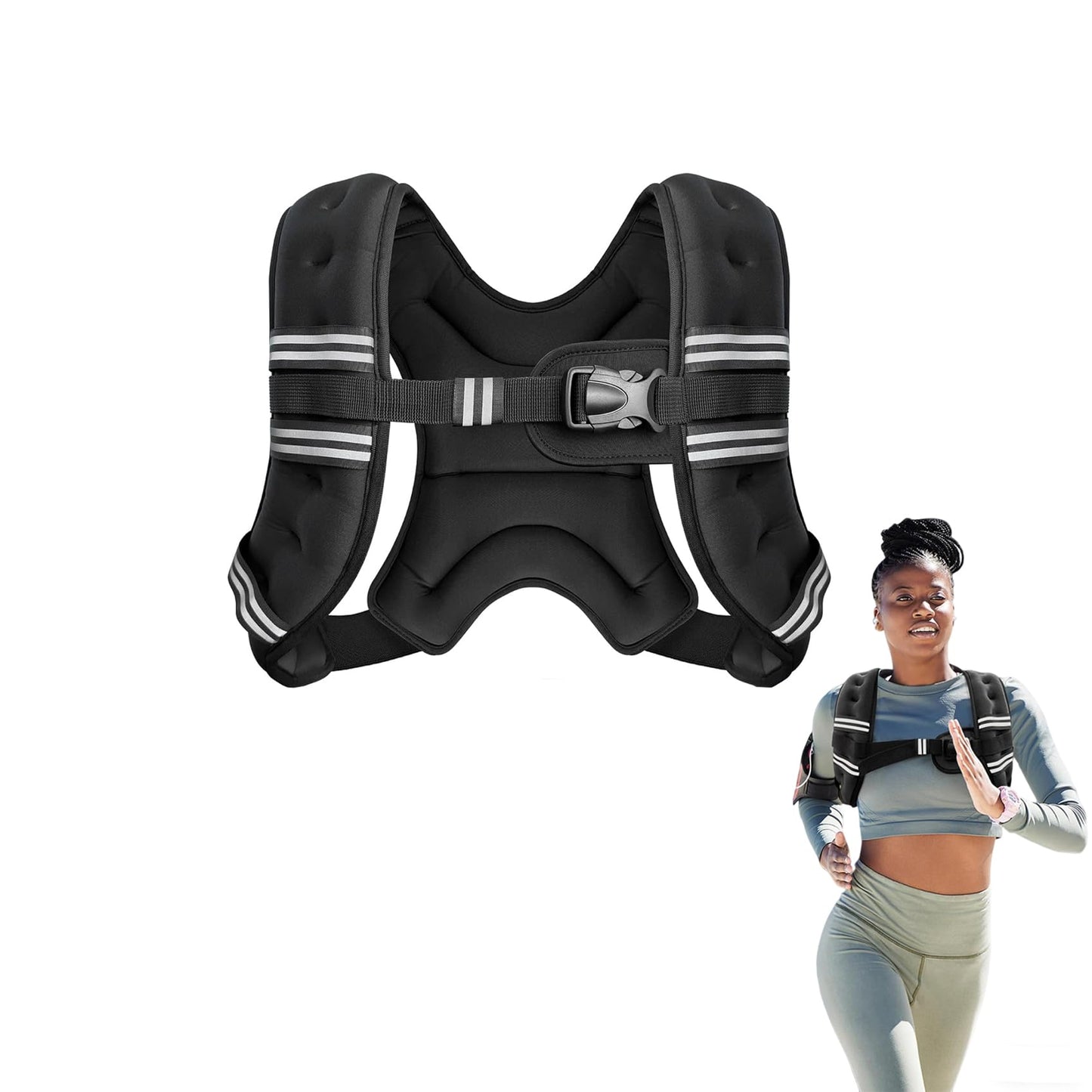 Profully 12lb Weighted Vest Strength Training Walking Reflective Black 5.2kg NEW