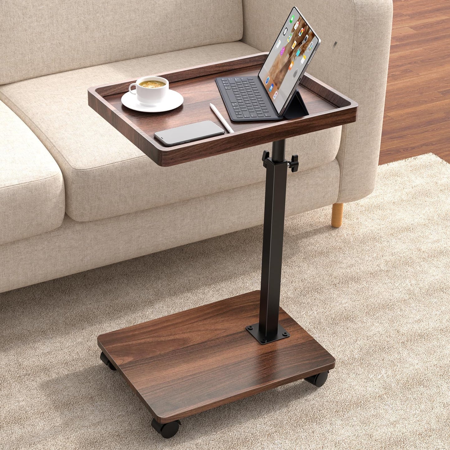 MWAOWM Adjustable End Tables Height 360° Swivel End Table for Small Spaces NEW