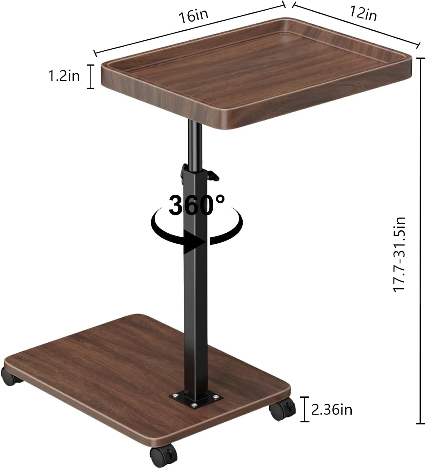 MWAOWM Adjustable End Tables Height 360° Swivel End Table for Small Spaces NEW
