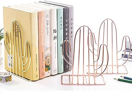 FYJIDY Metal Cacti Rose Gold Heavy Duty 4Pc Non-Slip Office Bookends 2 Pairs NEW