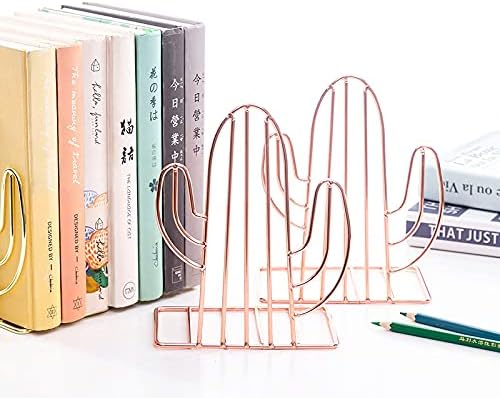 FYJIDY Metal Cacti Rose Gold Heavy Duty 4Pc Non-Slip Office Bookends 2 Pairs NEW