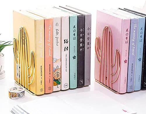 FYJIDY Metal Cacti Rose Gold Heavy Duty 4Pc Non-Slip Office Bookends 2 Pairs NEW