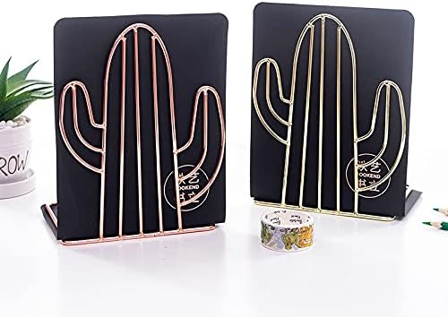 FYJIDY Metal Cacti Rose Gold Heavy Duty 4Pc Non-Slip Office Bookends 2 Pairs NEW