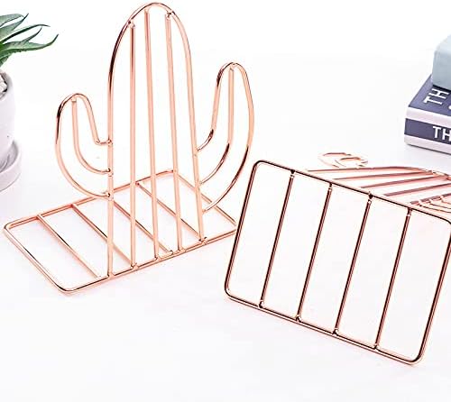 FYJIDY Metal Cacti Rose Gold Heavy Duty 4Pc Non-Slip Office Bookends 2 Pairs NEW