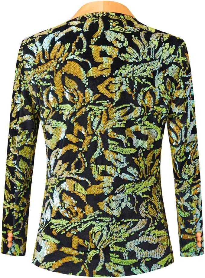 GHNXCY Velvet Blazers Sequins Blazer Jacket for Formal Party Costume Sz M-L NEW