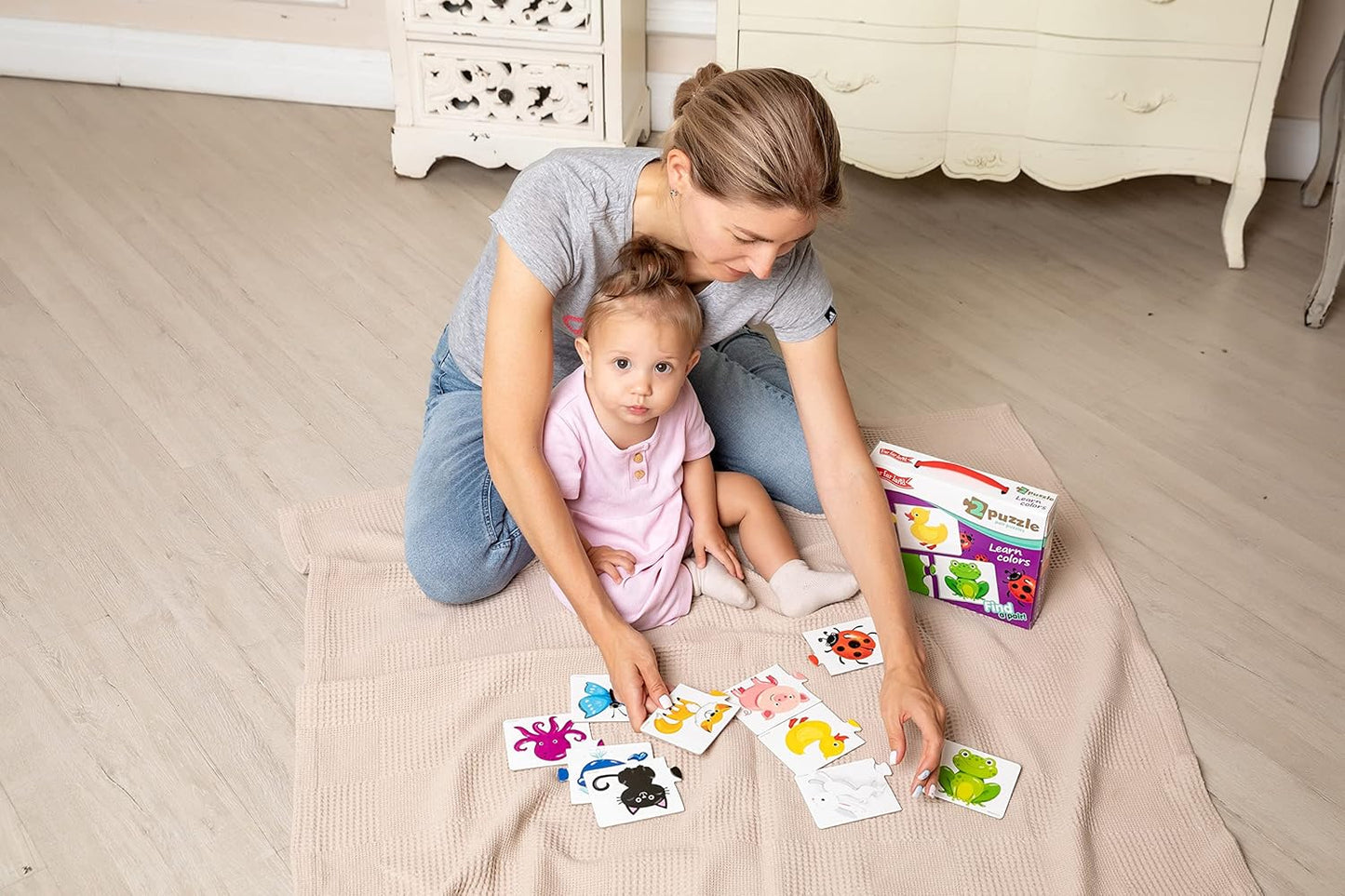 FarFarLand Toddler Jigsaw Pair Puzzles to Learn Colors in Funny Designs NEW