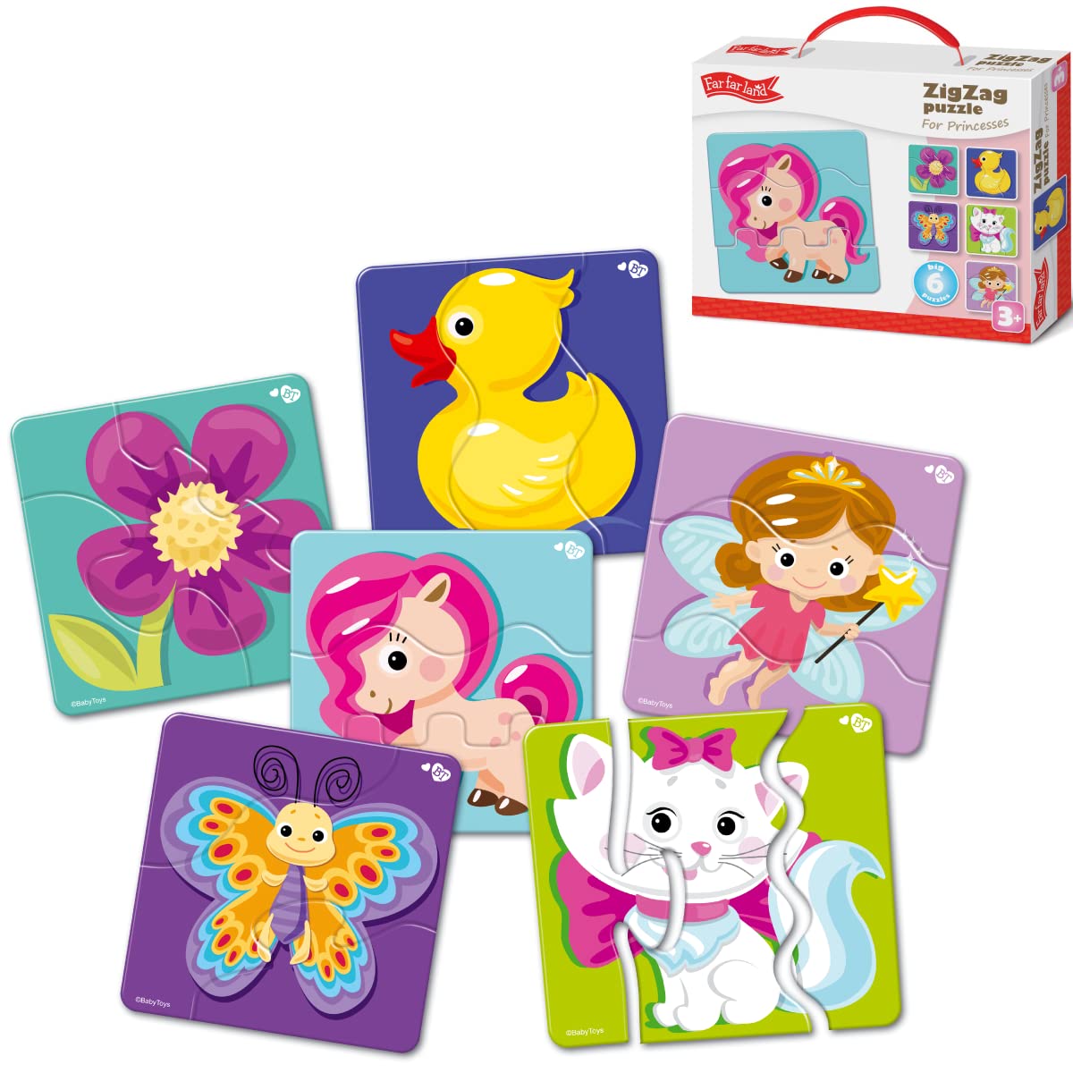FarFarLand Princess Dreams 6-in-1 Zigzag Jigsaw Puzzles for Toddlers NEW