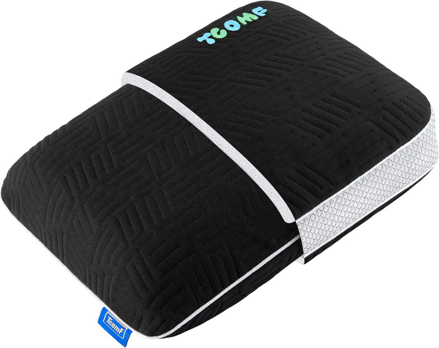 TCOMF Small Travel Pillow Memory Foam Dual-Cover Firm Camping Neck Support NEW