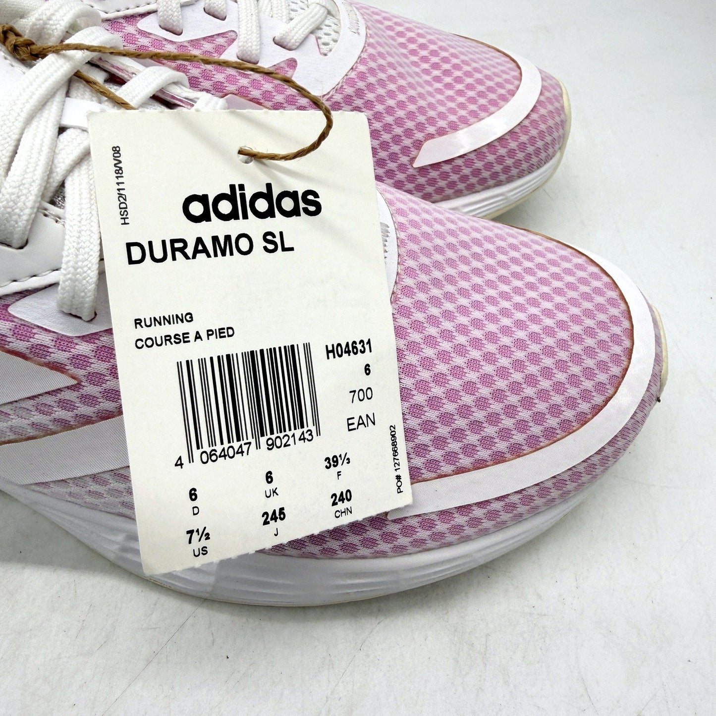 adidas Womens Duramo SL Pink/White Running Course Shoes US Size 7.5 DEMO
