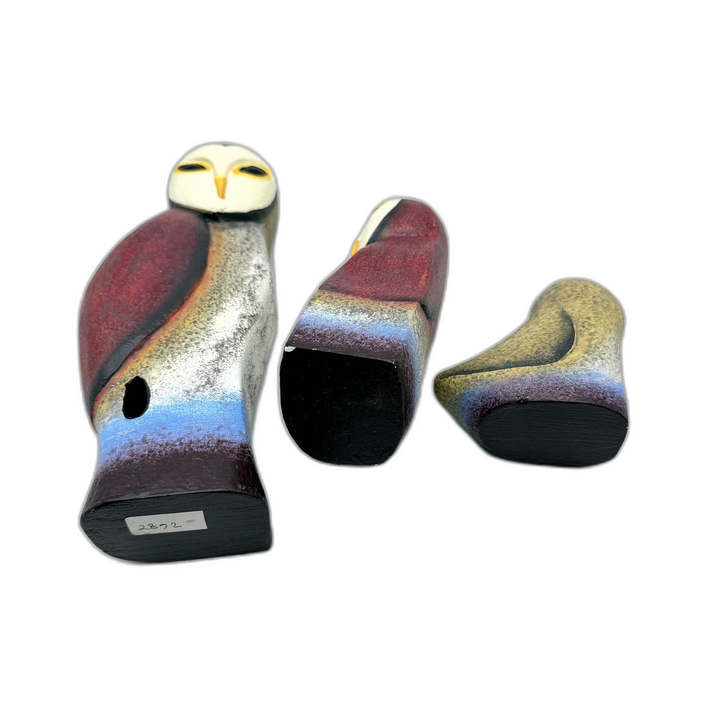Decorative Multicolor Light Plaster Owl Figurines Accents Ornaments 3-Piece Set