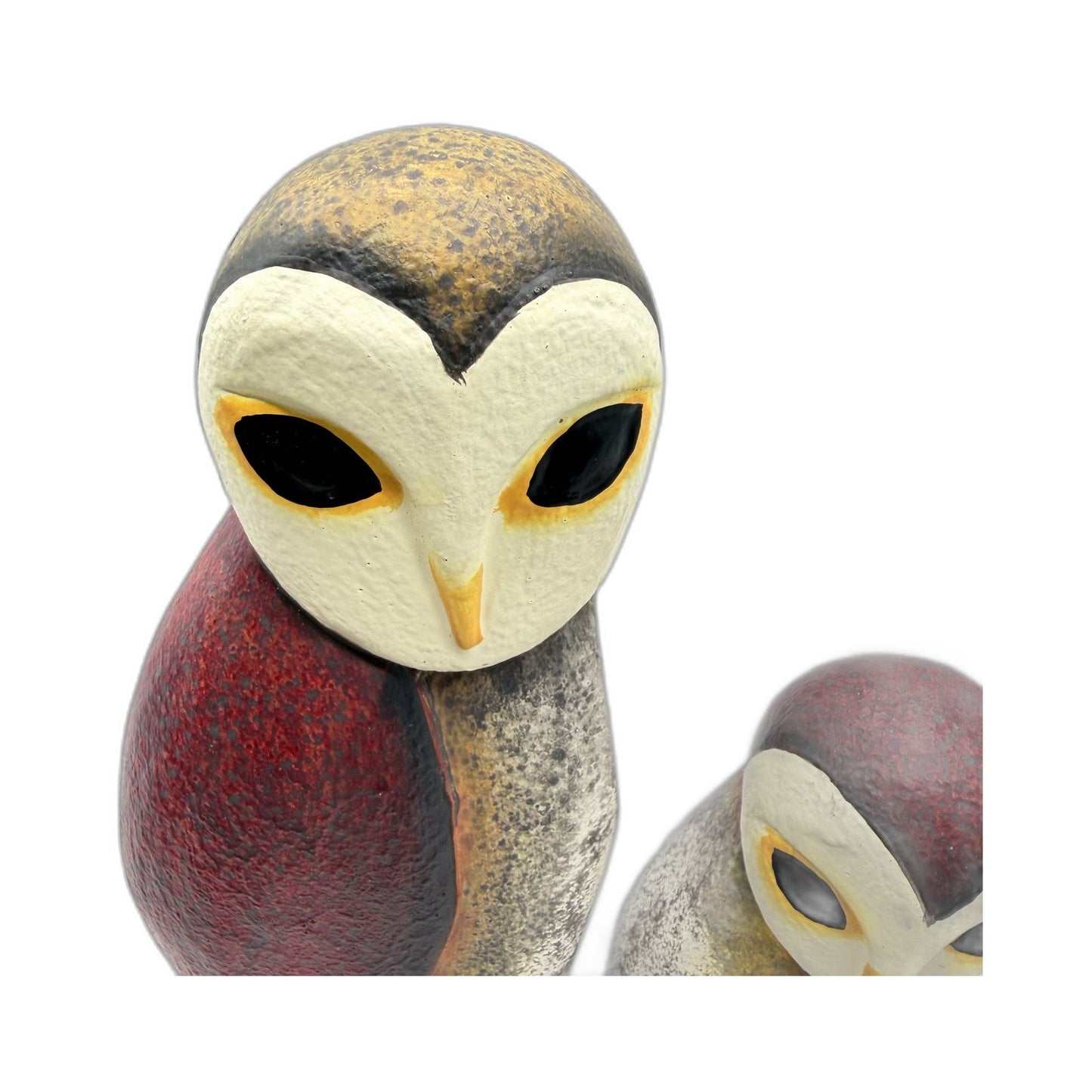 Decorative Multicolor Light Plaster Owl Figurines Accents Ornaments 3-Piece Set