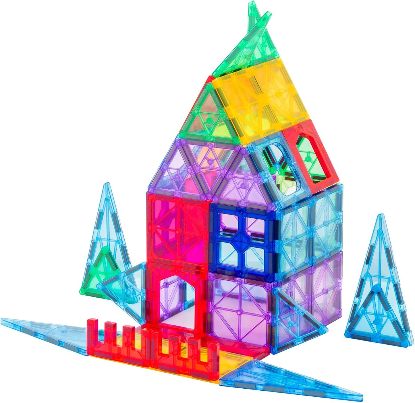 Lenoxx 48-Piece Multi-Color Magnetic Building Tiles Puzzle Set for Kids NEW