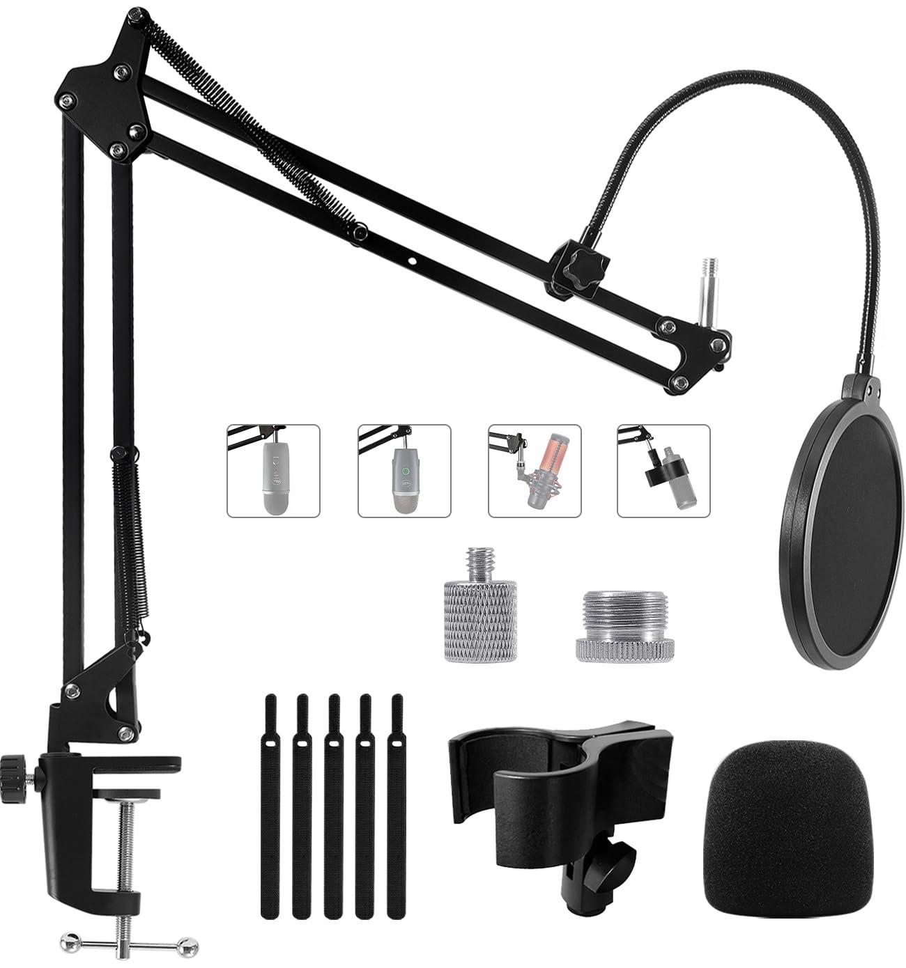 Oimlfus Adjustable Stands Microphone Desk Stand, Alloy Steel, Black, DEMO