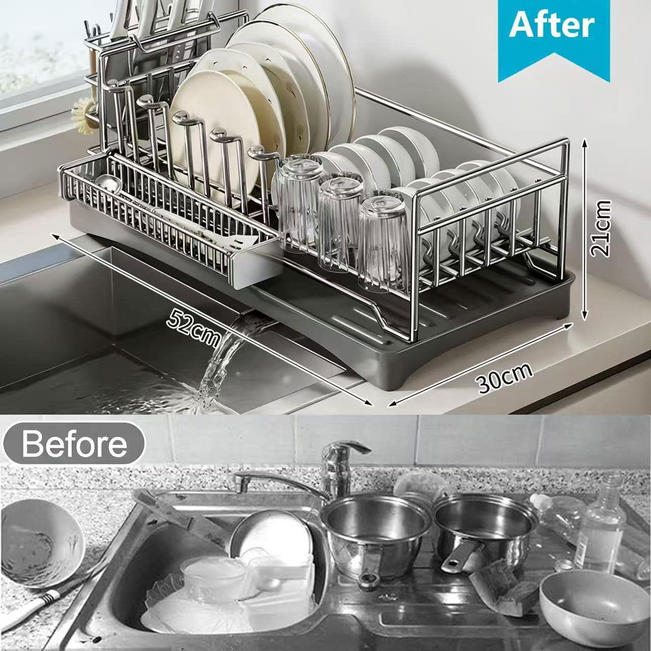 YLJHDD Solid 304 Stainless Steel Dish Rack, Versatile Drainer for Kitchen NEW