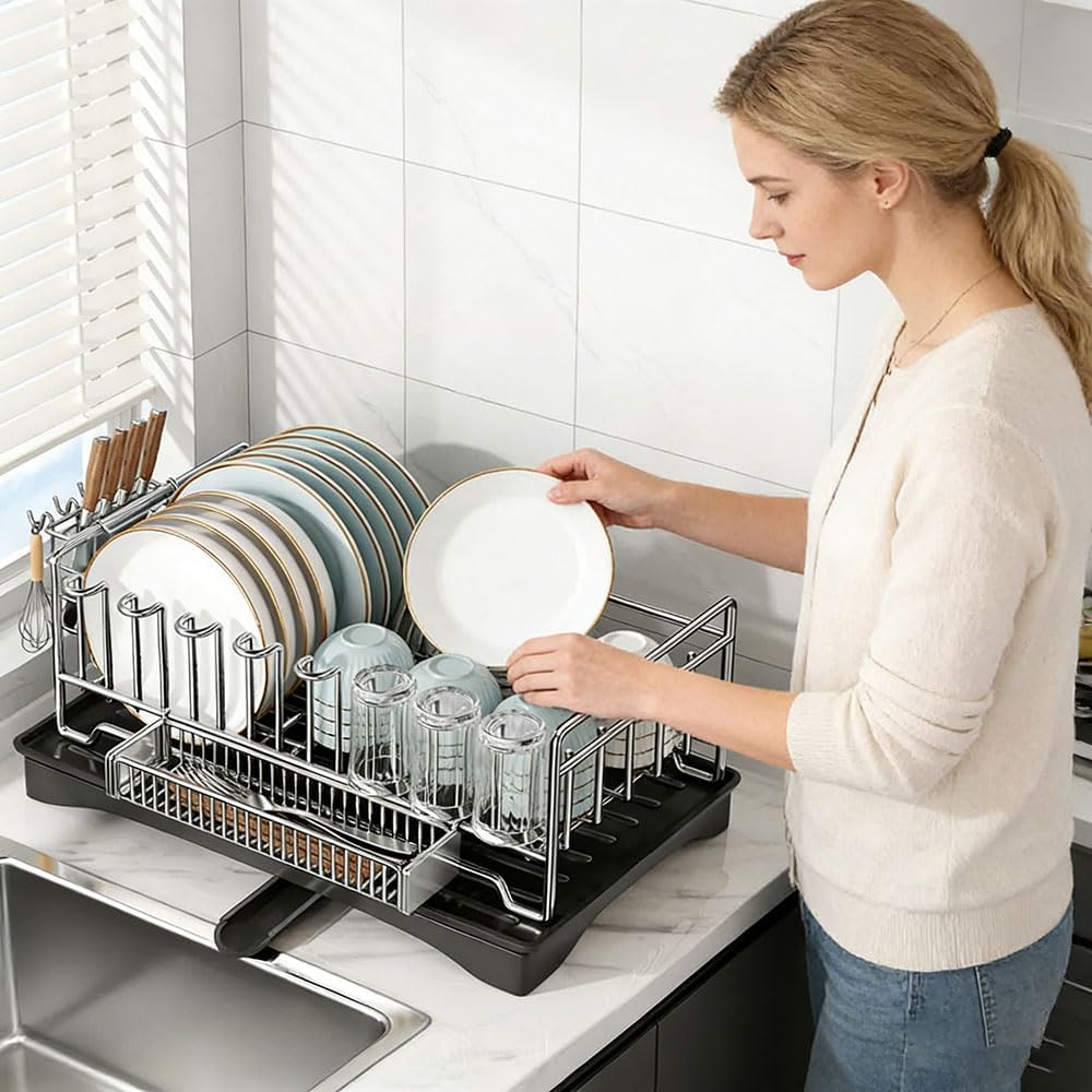 YLJHDD Solid 304 Stainless Steel Dish Rack, Versatile Drainer for Kitchen NEW