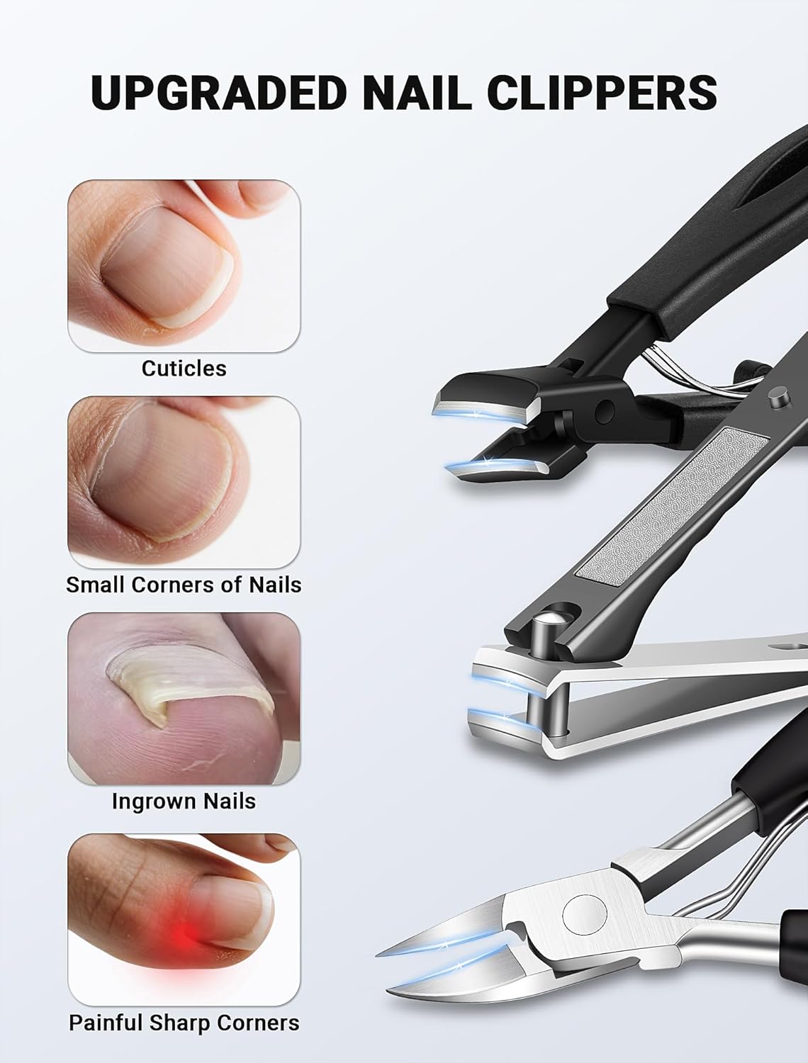 MERDTTES Stainless Steel Toenail Clippers for Thick Ingrown Toenails, Black NEW