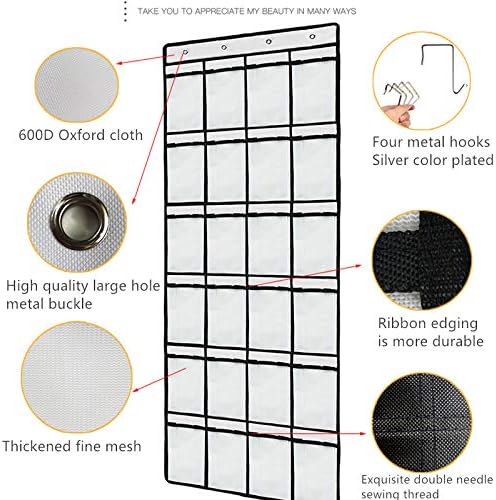 wsryx Over the Door Shoe Organizer 24 Large Mesh Pockets Hanging Storage NEW