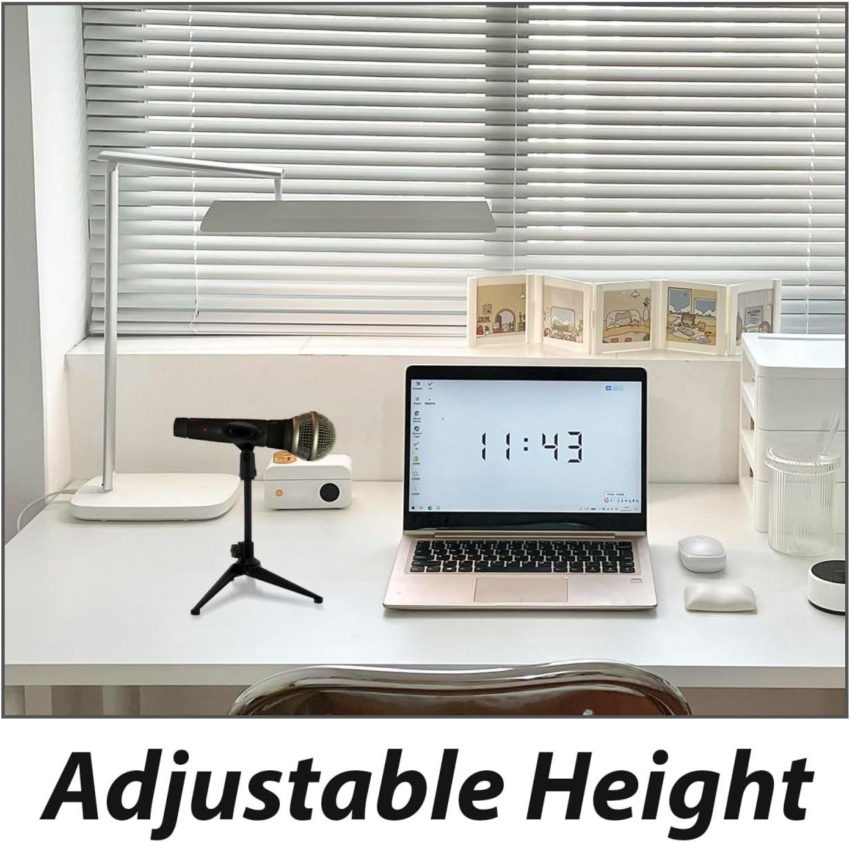 ULTECHNOVO 4 Adjustable Stands Height Desktop Table Microphone Stand Podcast NEW