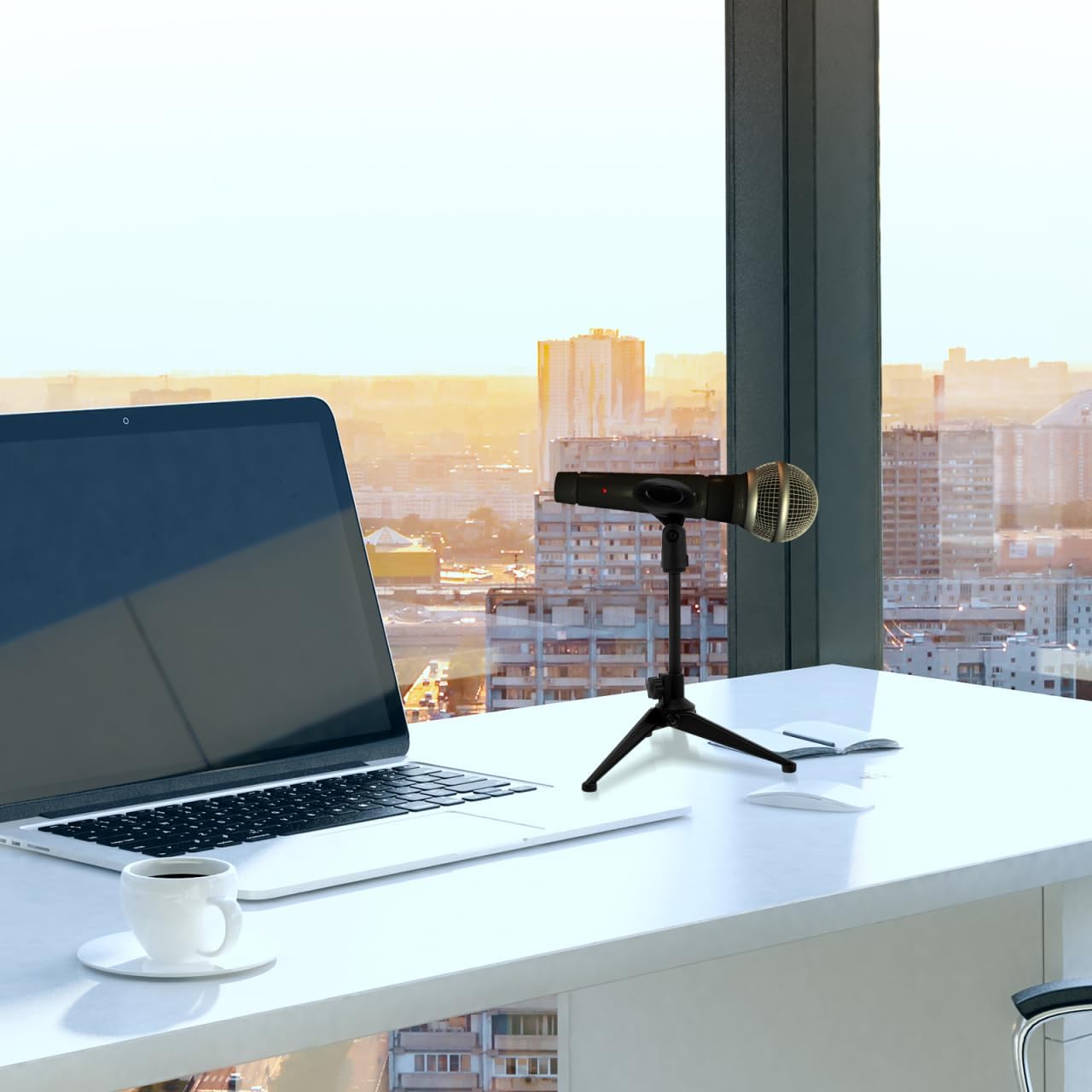 ULTECHNOVO 4 Adjustable Stands Height Desktop Table Microphone Stand Podcast NEW